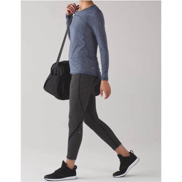 Lululemon Leggings Womens 8 Heathered Gray On Track Run Athletic Workout Gym - Picture 2 of 11